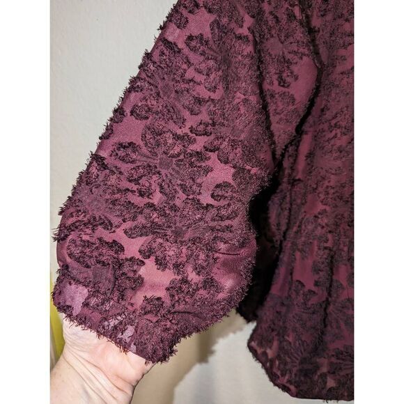 Women's Altar'd State Floral Peplum Burgundy Top Size L - Picture 5 of 11